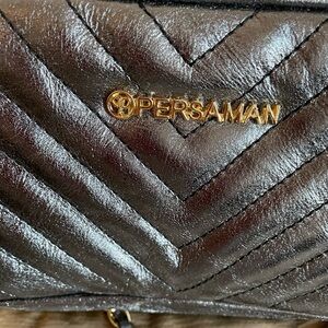 Persaman New York Black sparkle Quilted Clutch